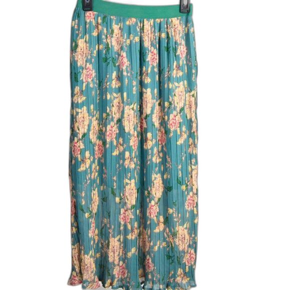 L'Atiste by Amy Green Floral Pleated Fully Lined Maxi Skirt Size S - Picture 1 of 3